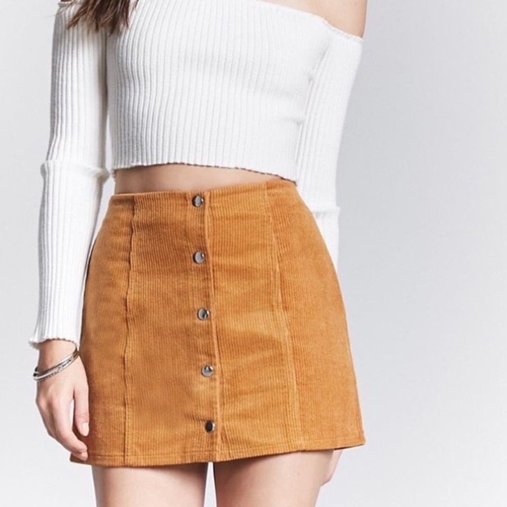 Forever‎ 21 Corduroy mustard mini skirt, Size L